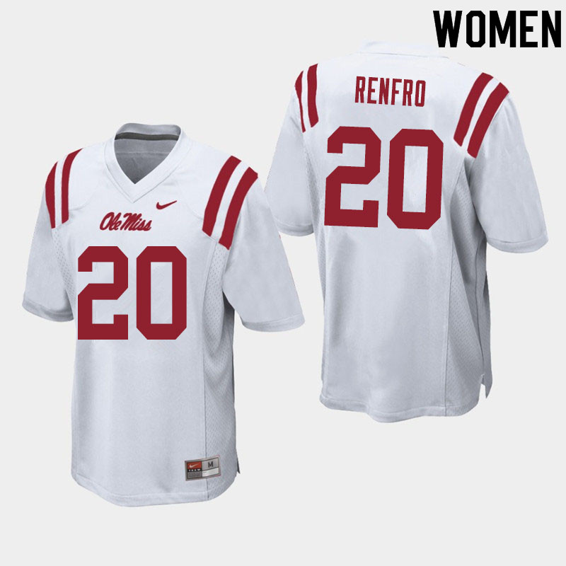 Kade Renfro Ole Miss Rebels NCAA Women's White #20 Stitched Limited College Football Jersey NPN1358WW